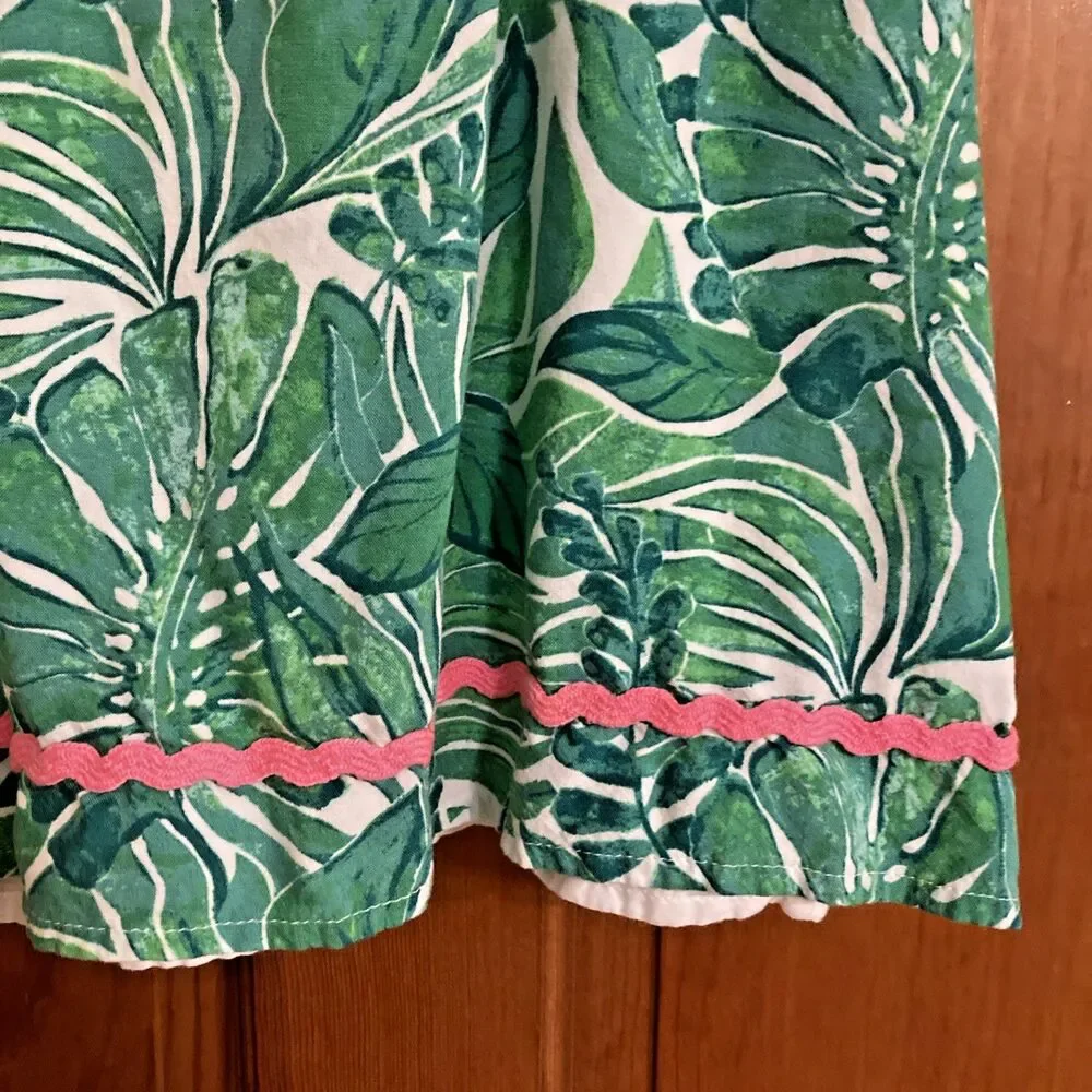 Tommy Bahama Girls 7 Floral Tropical Green Pink Strappy Summer Resort Dress
